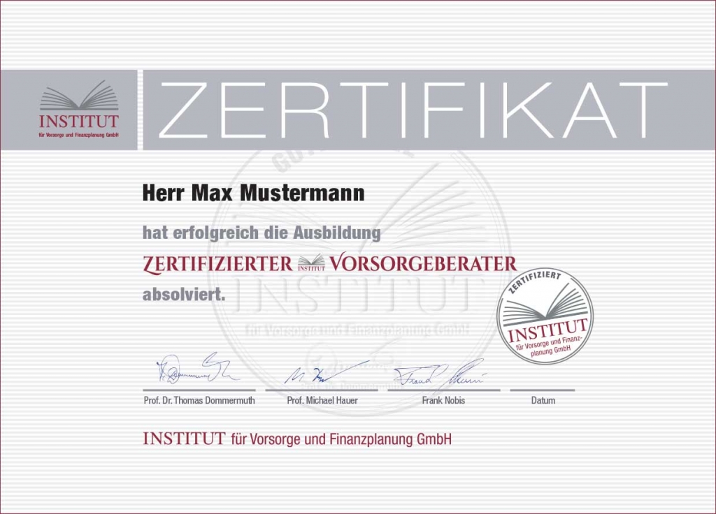 IVF-Zertifikat_Vorsorgeberater Seminare Alters-Vorsorge auf Top-Niveau